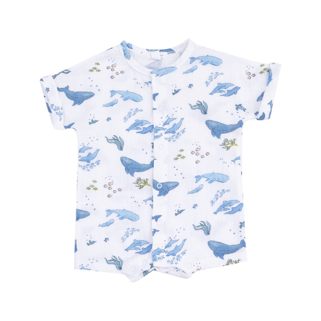 Watercolor Blue Whales Dolman Henley Shortall - Joy