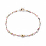 Watermelon Tourmaline + 18KT Beaded Bracelet - Joy Gift Shoppe