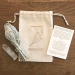 White Sage Smudge Stick & Quartz Crystal Pouch - Joy