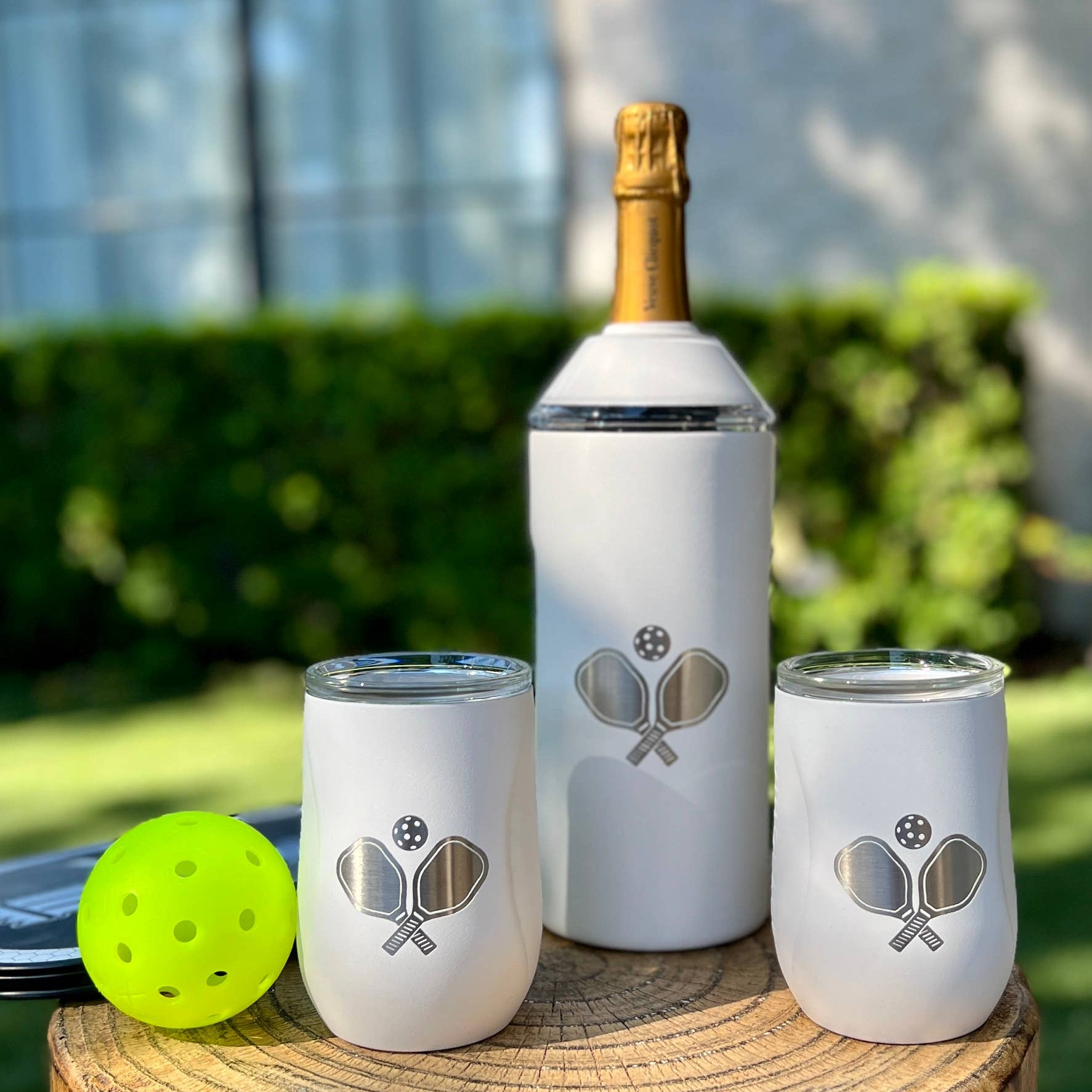 White Wine & Champagne Chiller Gift Set W/ Pickleball Logo - Joy