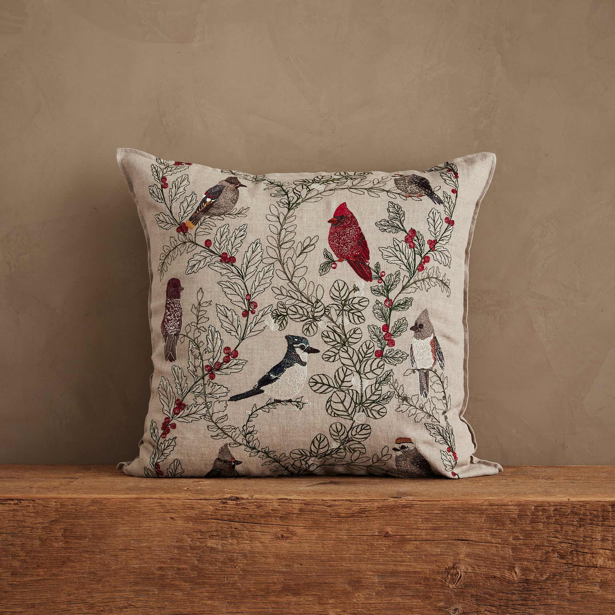 Winter Birds Pillow - Joy