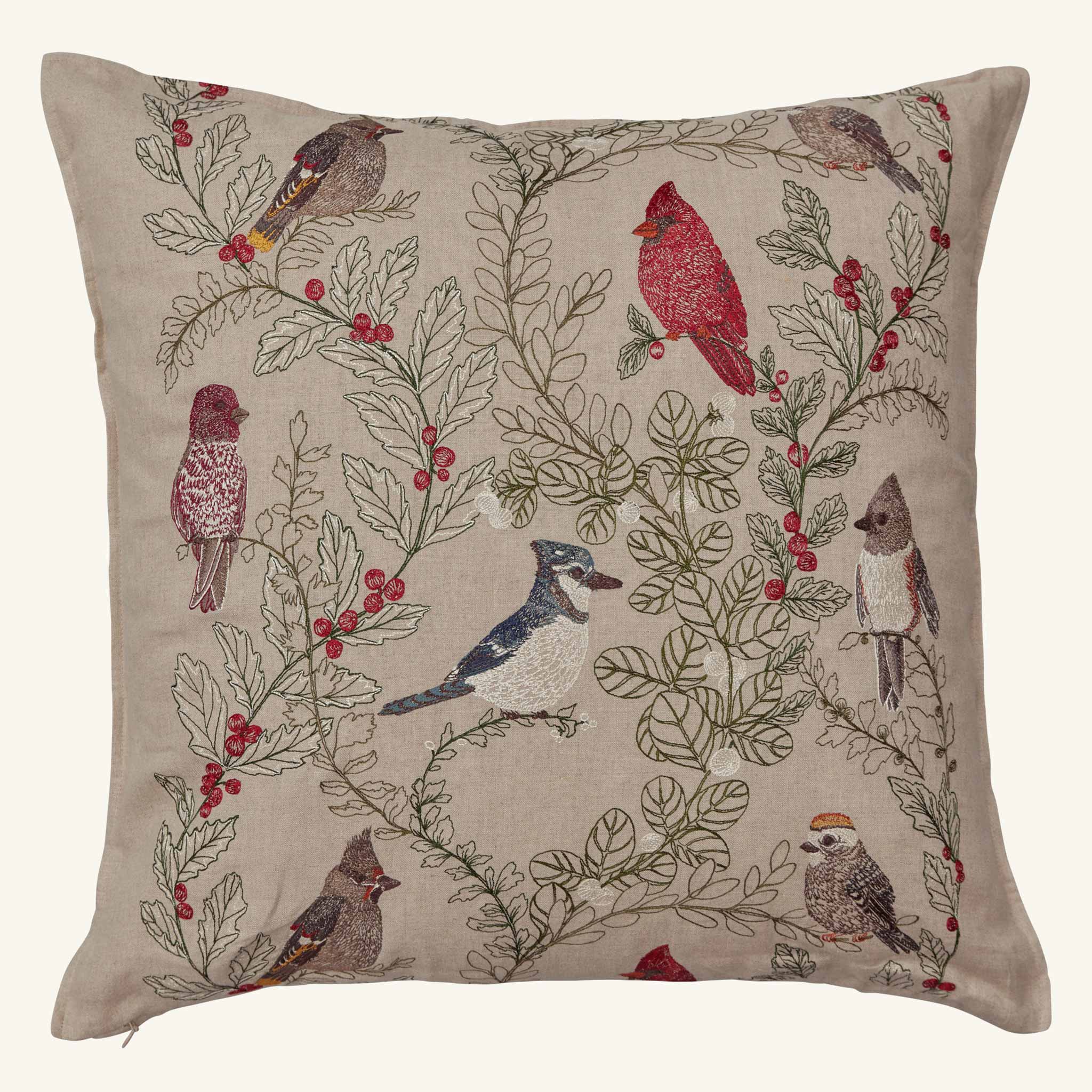 Winter Birds Pillow - Joy