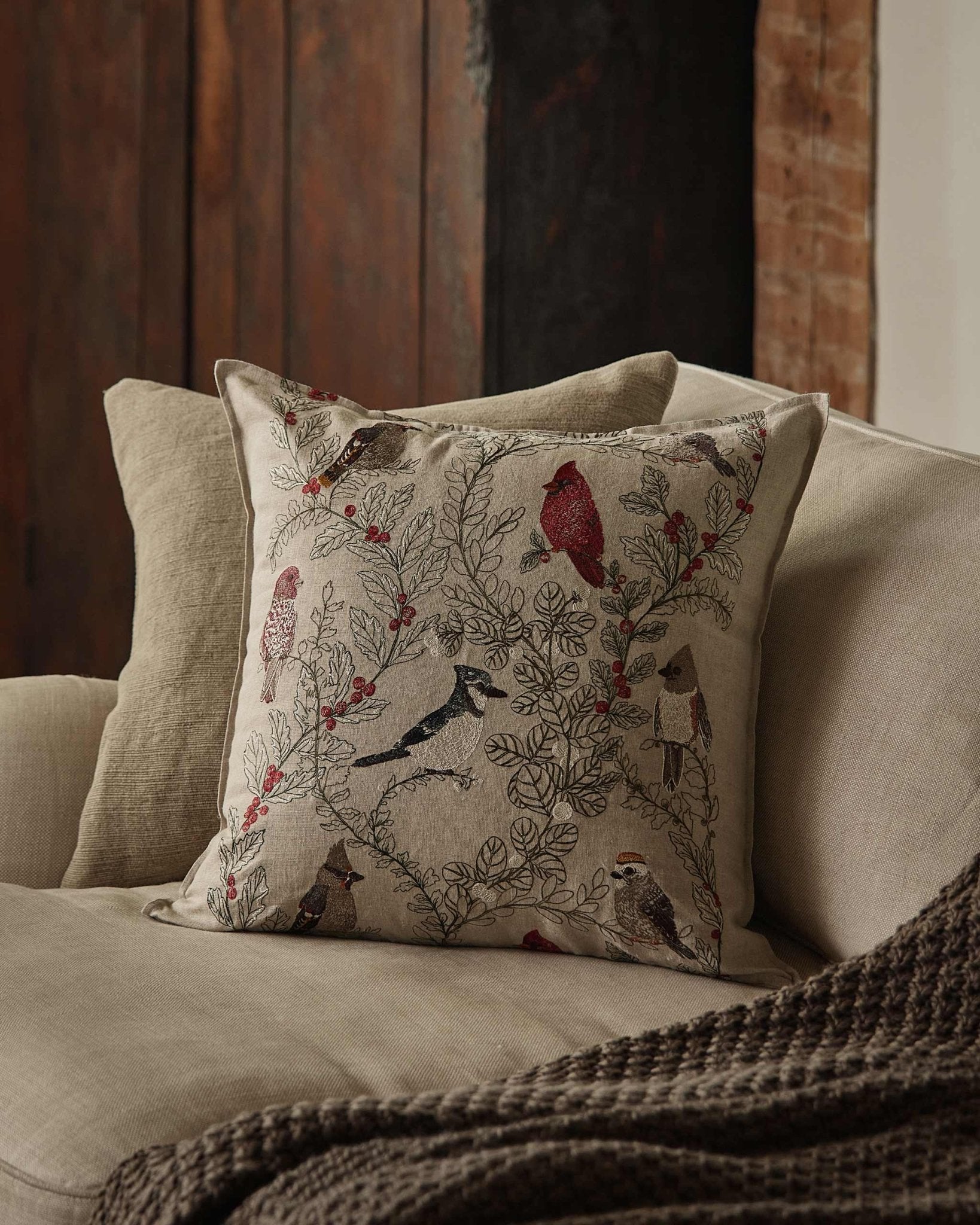Winter Birds Pillow - Joy