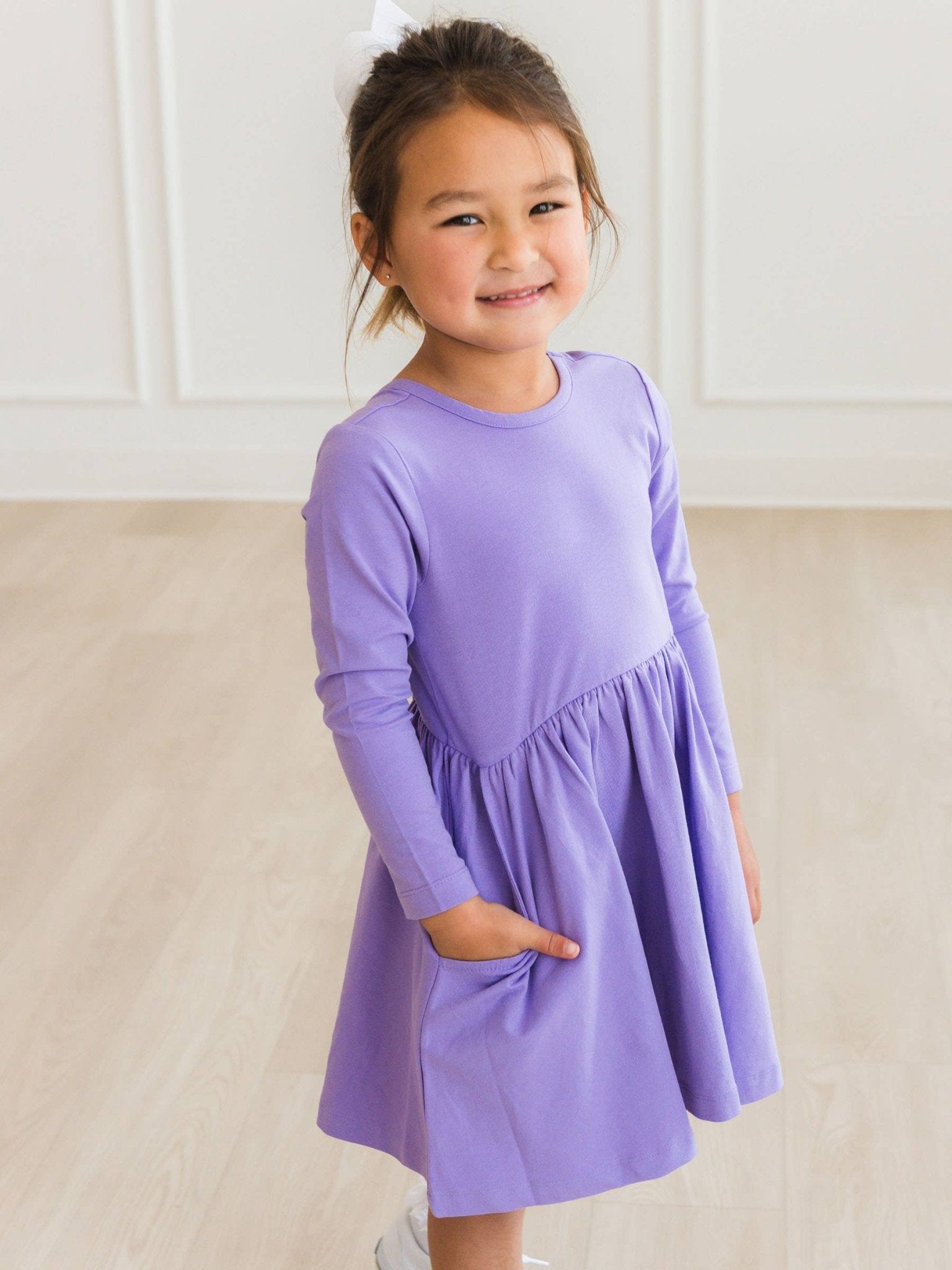 Wisteria Purple Knit LS Twirl Dress | 12 - 18M - Joy