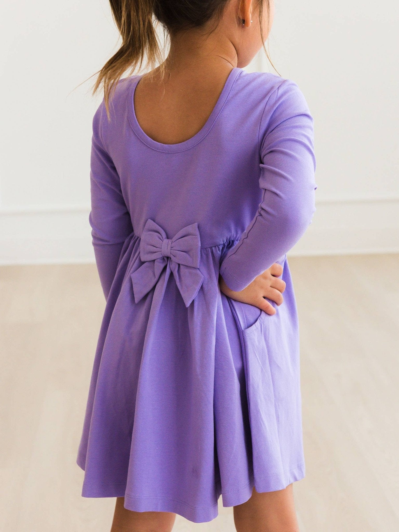 Wisteria Purple Knit LS Twirl Dress | 6Y - Joy