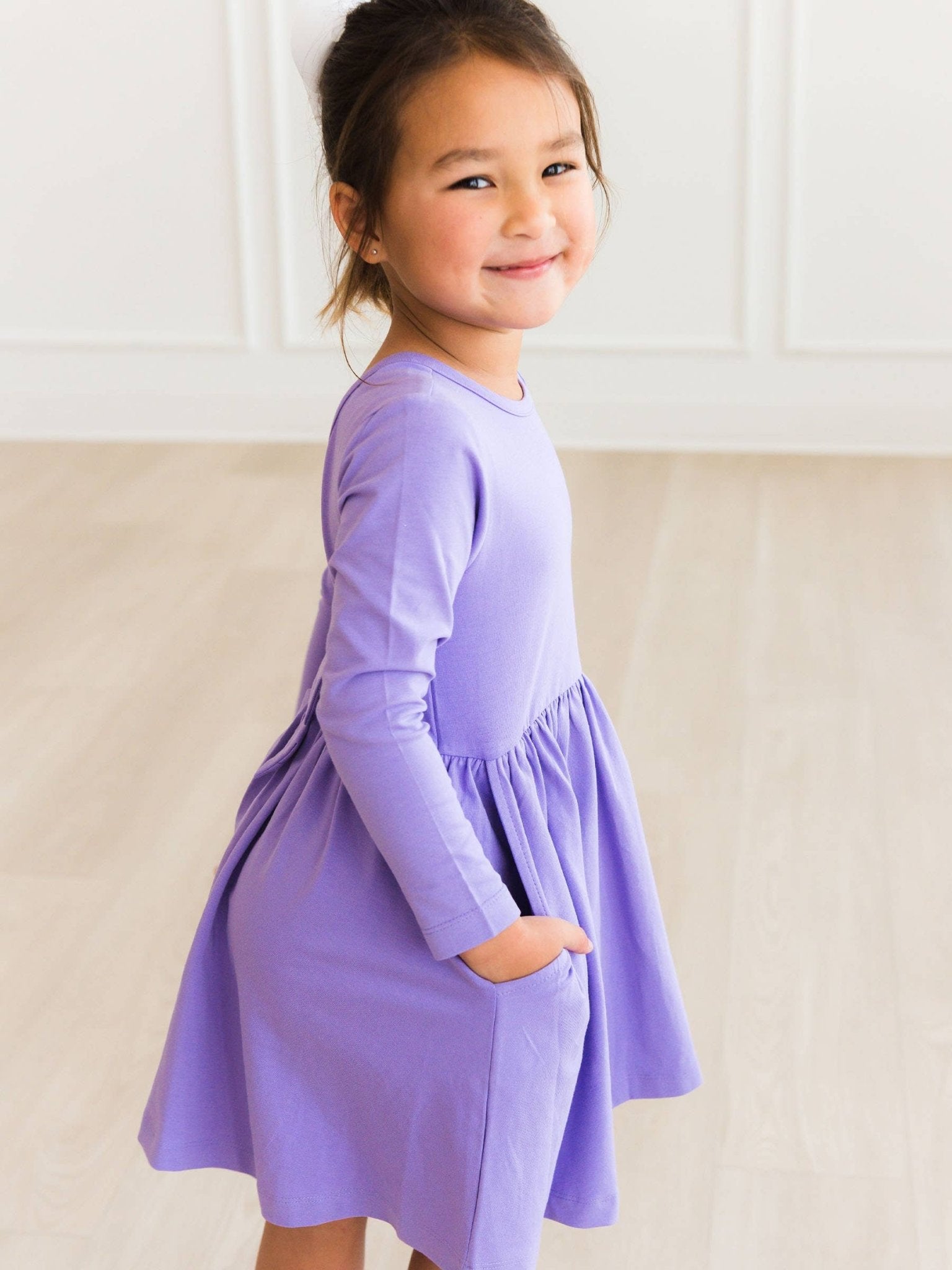 Wisteria Purple Knit LS Twirl Dress | 6Y - Joy