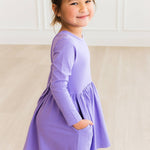Wisteria Purple Knit LS Twirl Dress: 7Y - Joy