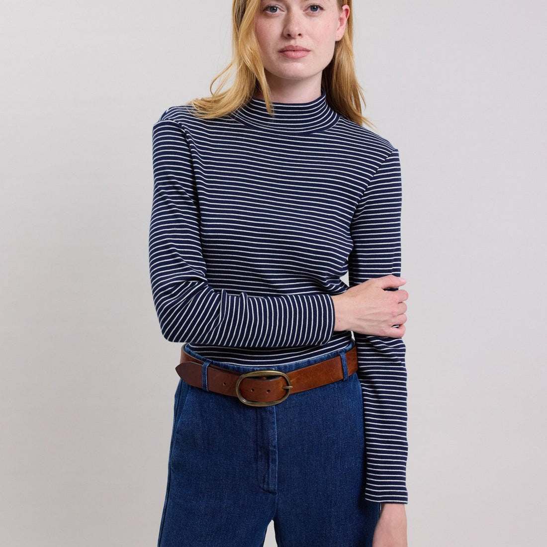 Woven Striped Shirt - Navy/Ecru - Joy