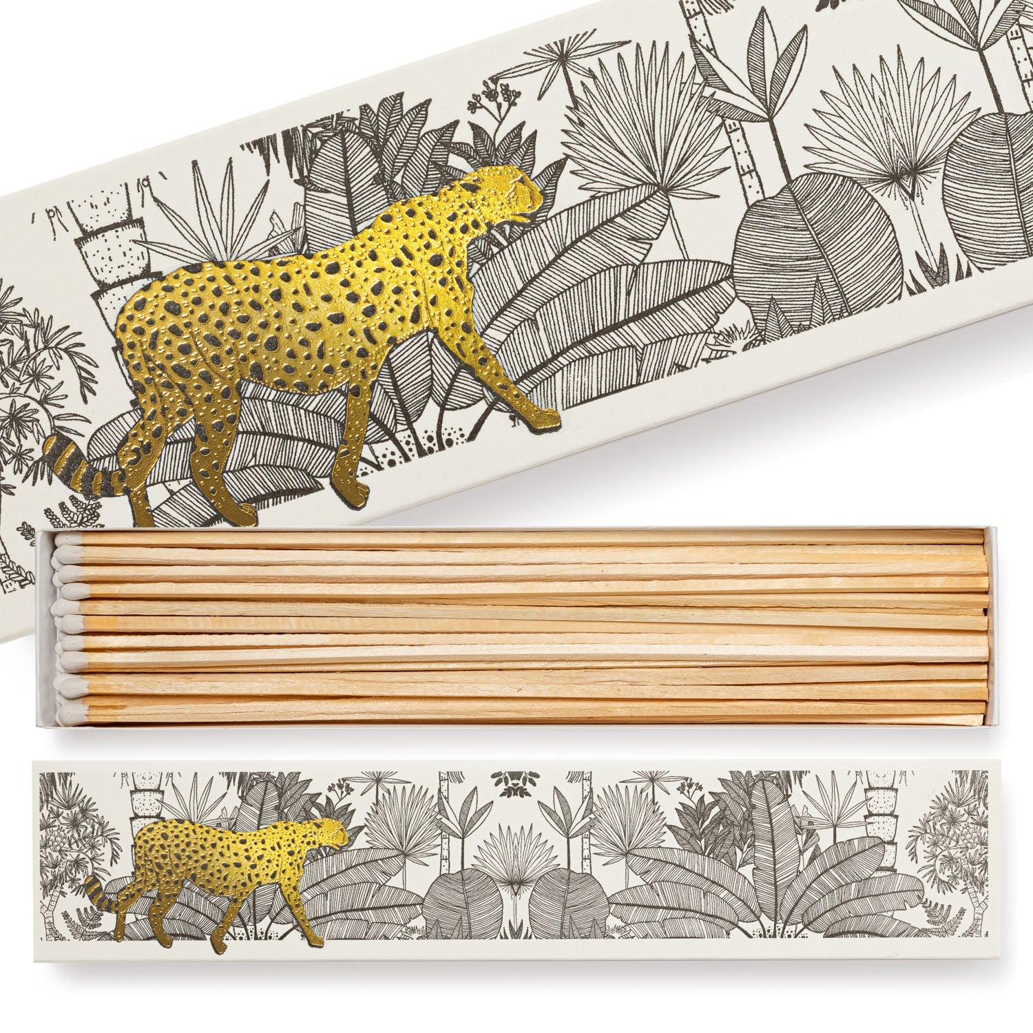 Cheetah in White Jungle Long Matchbox - Joy