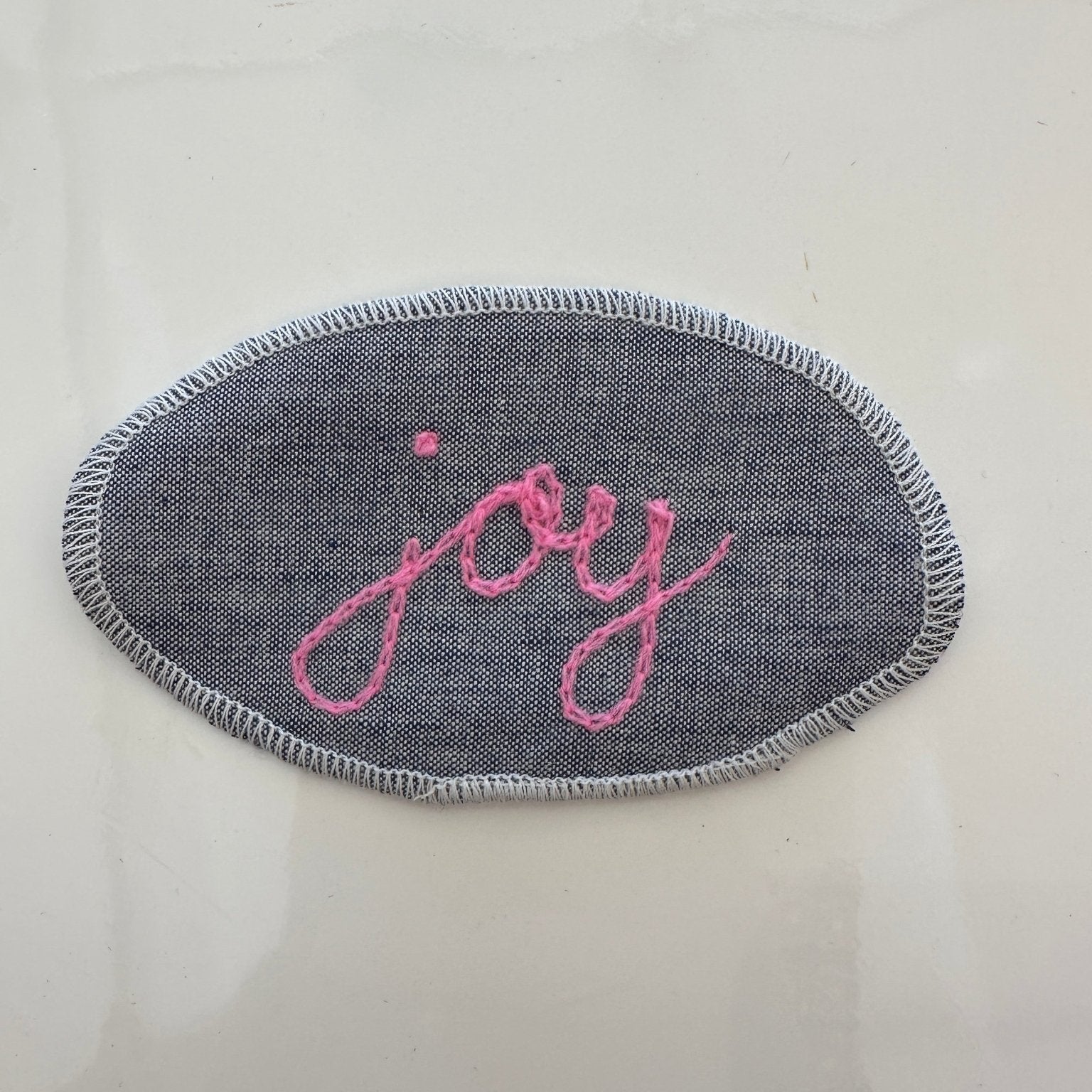 Cursive Words Hand Stitched Embroidery Patch - Joy
