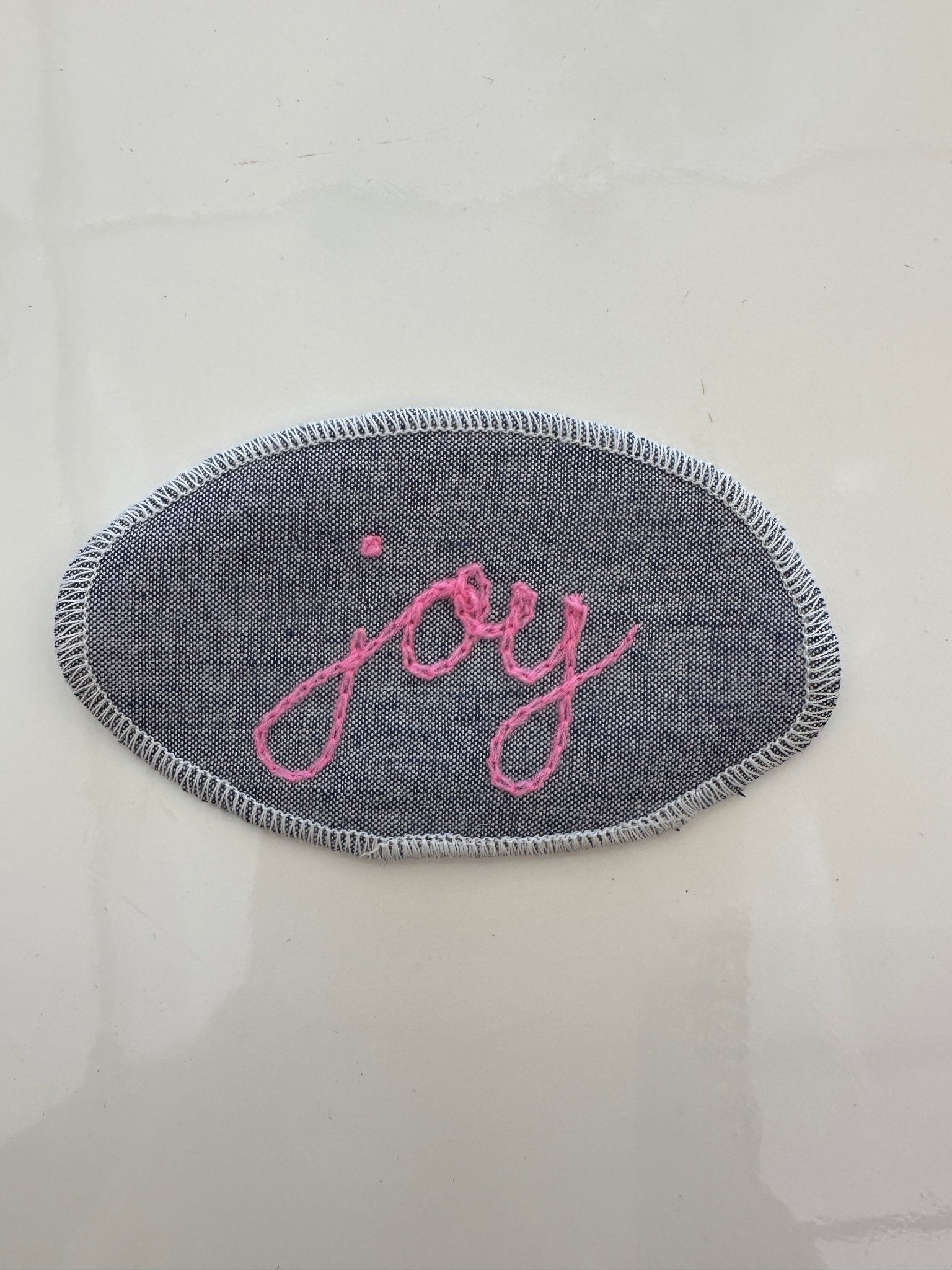 Cursive Words Hand Stitched Embroidery Patch - Joy