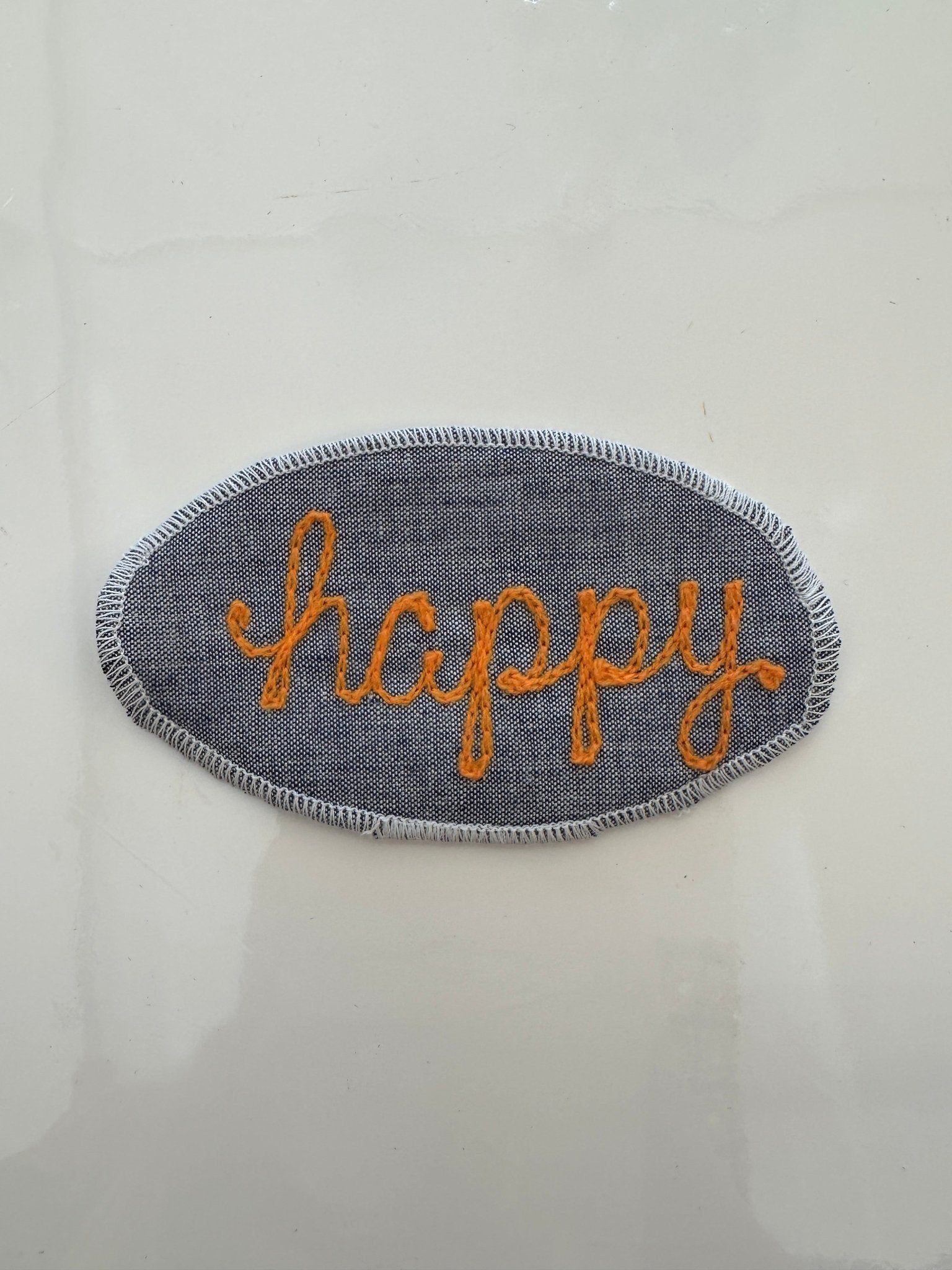 Cursive Words Hand Stitched Embroidery Patch - Joy