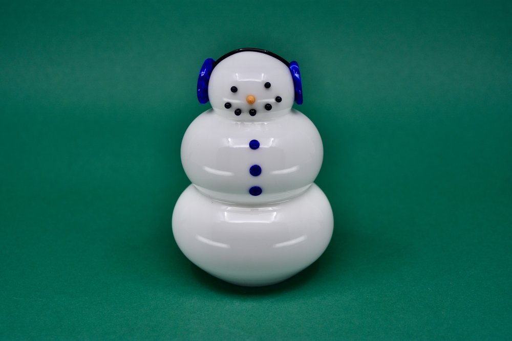 Glass Snowman Blue Muffy - Joy