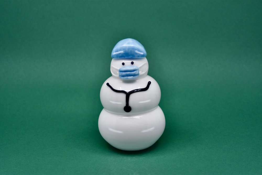 Glass Snowman Dr Dan - Joy