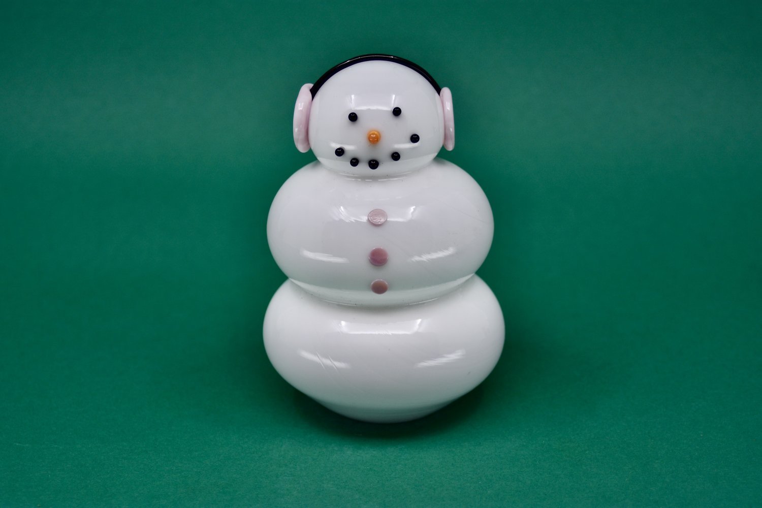 Glass Snowman Pink Muffy - Joy
