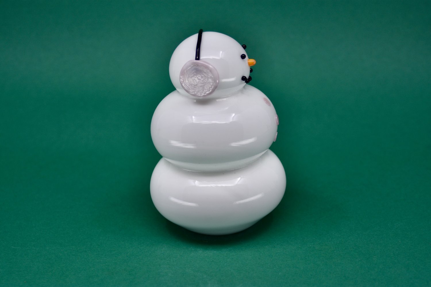 Glass Snowman Pink Muffy - Joy