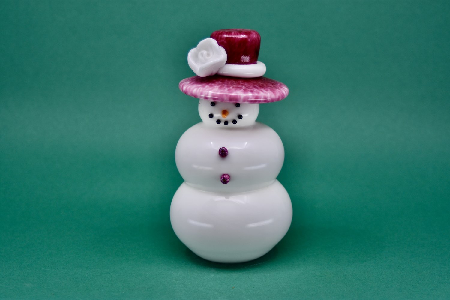 Glass Snowman Rose - Joy