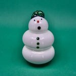 Glass Snowmen Green Caroler - Joy