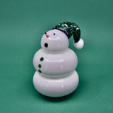 Glass Snowmen Green Caroler - Joy