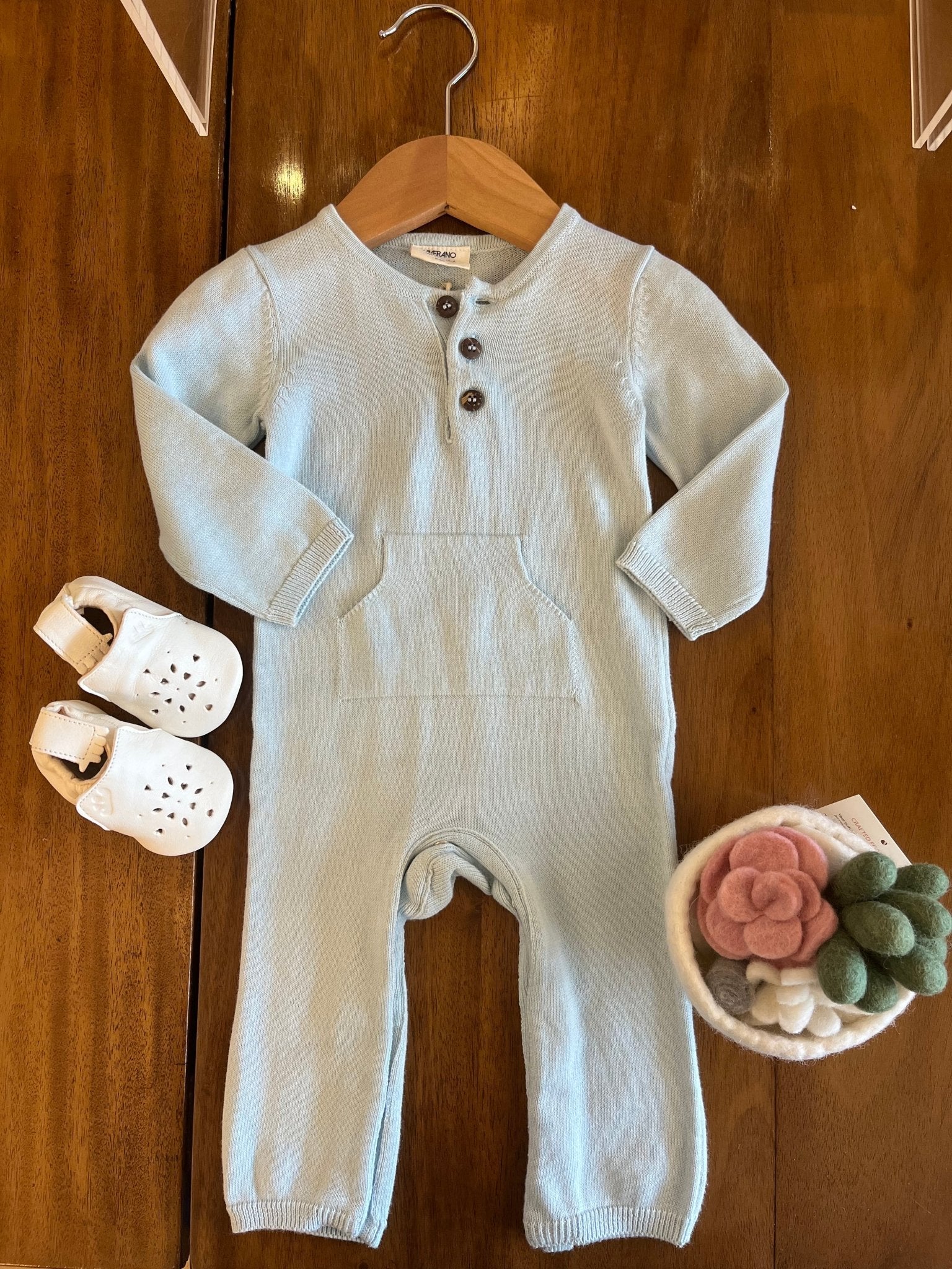 Knit Button Down with Pouch Coveralls - Joy