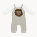Lion Applique Overall Sweater Knit Set - Joy